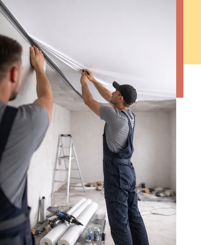 Монтаж матового натяжного потолка в Ялуторовске от 4648 руб./м² — быстро и недорого | ОТДЕЛОЧНИК-Лтр