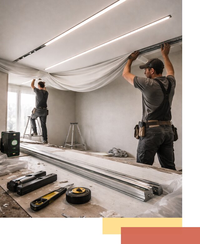 Монтаж натяжных потолков со световыми линиями в Ялуторовске