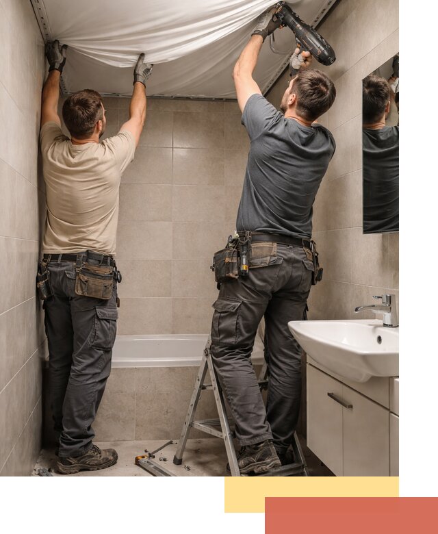 Монтаж натяжного потолка в ванной в Ялуторовске быстро и качественно