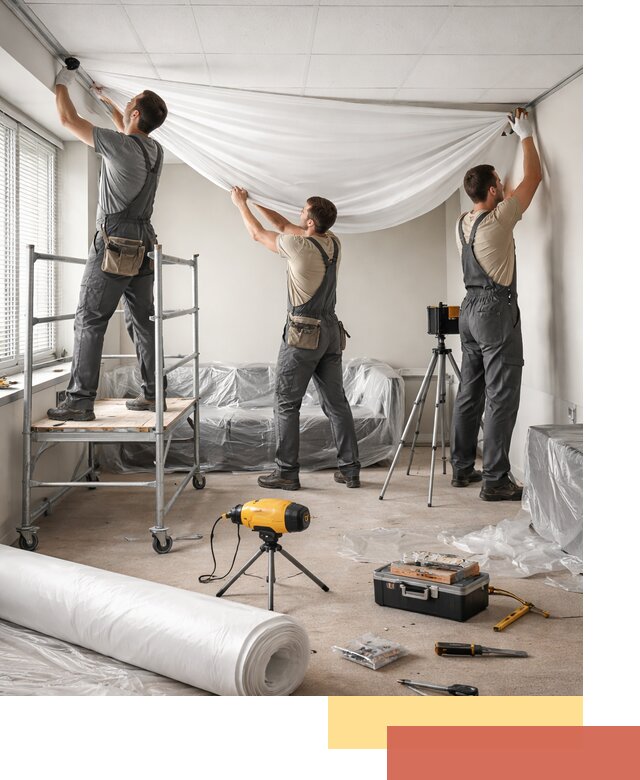 Монтаж натяжного потолка в офисе в Ялуторовске