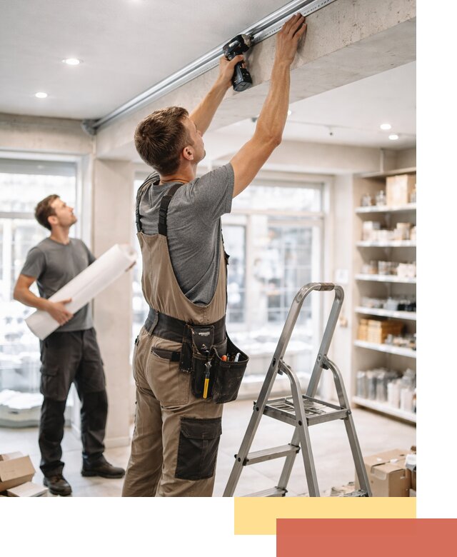 Монтаж натяжных потолков в магазине в Ялуторовске