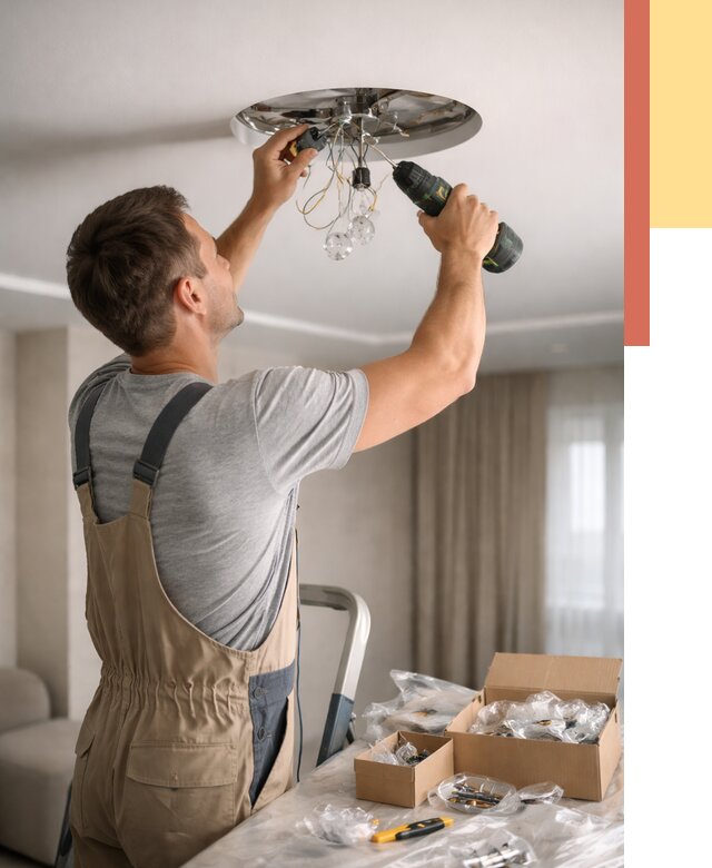 Установка люстры в натяжной потолок в Ялуторовске от 1239 руб. | Быстро и недорого — ОТДЕЛОЧНИК-Лтр