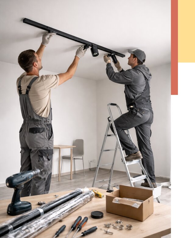 Установка трековых светильников в натяжной потолок в Ялуторовске от 4338 руб. | ОТДЕЛОЧНИК-Лтр