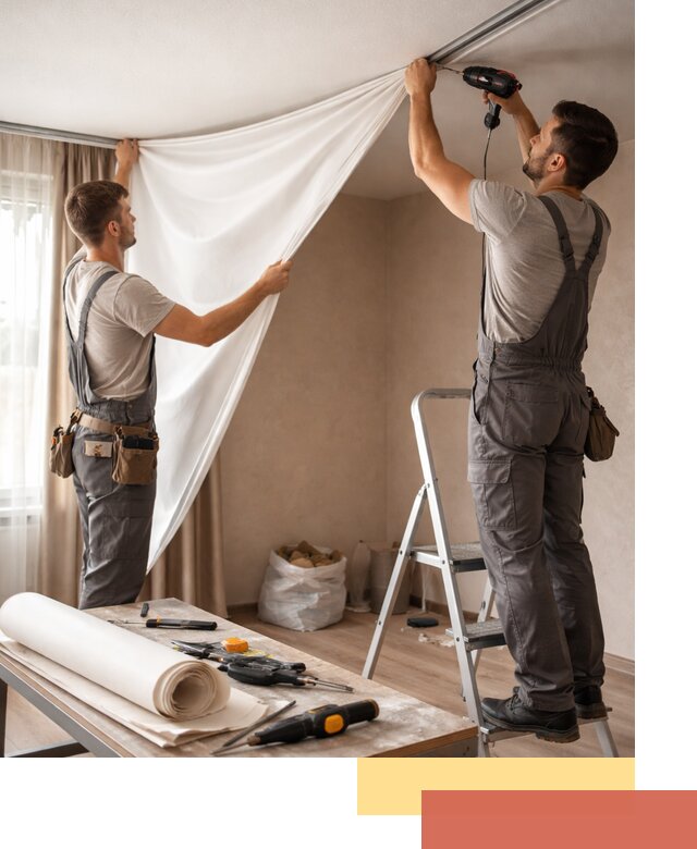 Замена полотна натяжного потолка в Ялуторовске быстро и качественно