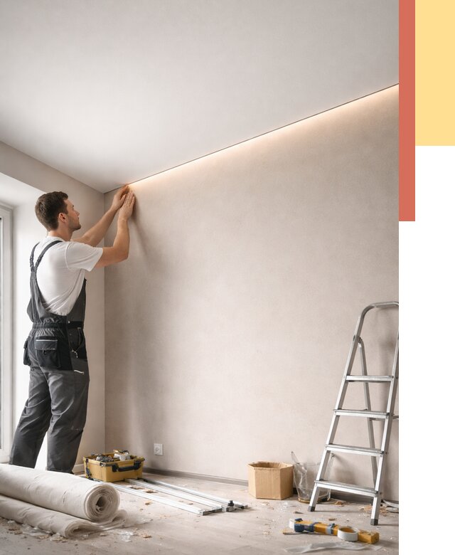 Теневые натяжные потолки в Ялуторовске от 8470 руб. под ключ | ОТДЕЛОЧНИК-Лтр