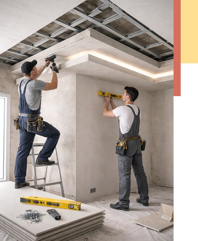 Двухуровневый потолок из гипсокартона в Ялуторовске от 1498 руб. под ключ | ОТДЕЛОЧНИК-Лтр