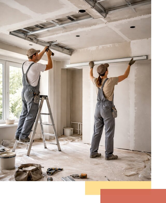 Монтаж многоуровневого потолка из гипсокартона в Ялуторовске