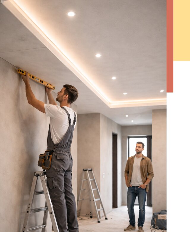 Потолок из гипсокартона с подсветкой в Ялуторовске от 775 руб./м2 под ключ | ОТДЕЛОЧНИК-Лтр