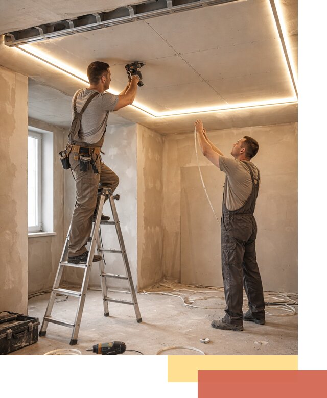 Потолок из гипсокартона с подсветкой в Ялуторовске