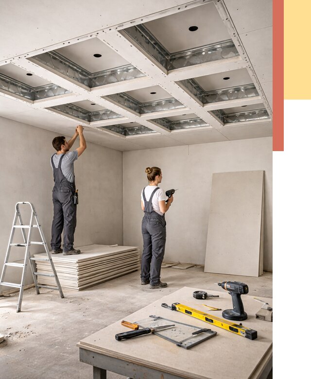 Кессонный потолок из гипсокартона в Ялуторовске от 1911 руб. — монтаж и под ключ | ОТДЕЛОЧНИК-Лтр