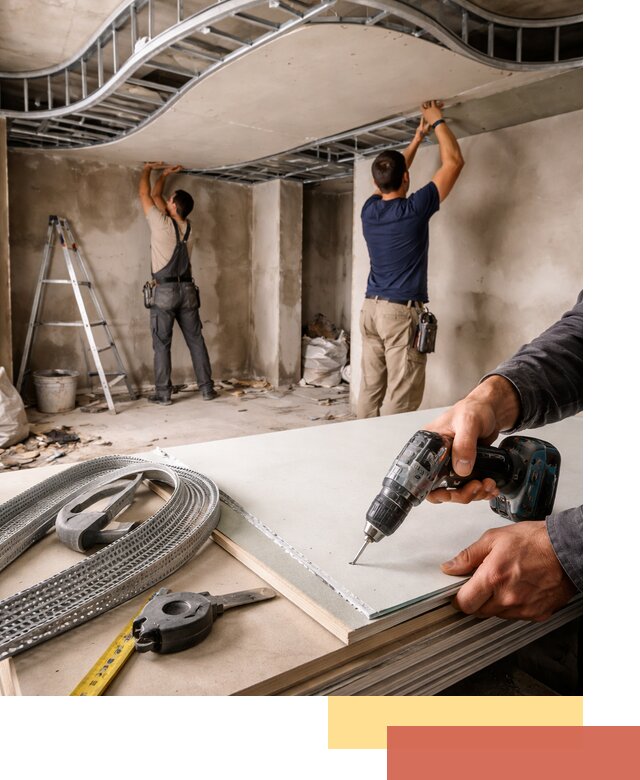 Криволинейный потолок из гипсокартона в Ялуторовске — монтаж и отделка