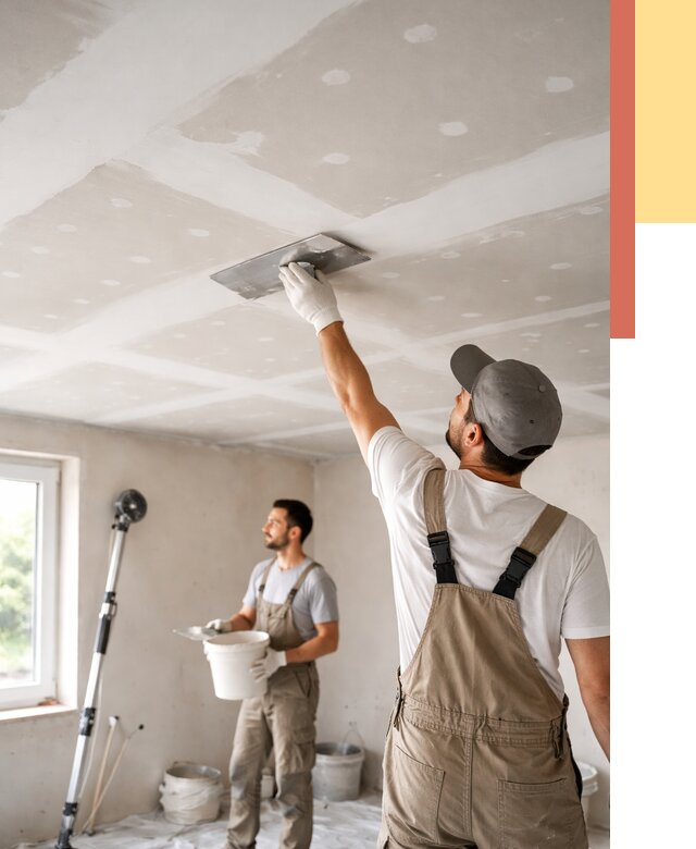Шпаклевка потолка из гипсокартона в Ялуторовске от 3305 руб./м2 — услуги под ключ | ОТДЕЛОЧНИК-Лтр