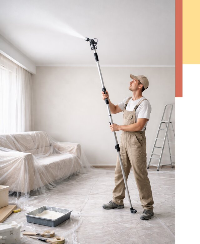 Покраска потолка краскопультом в Ялуторовске от 4648 руб. быстро и недорого | ОТДЕЛОЧНИК-Лтр