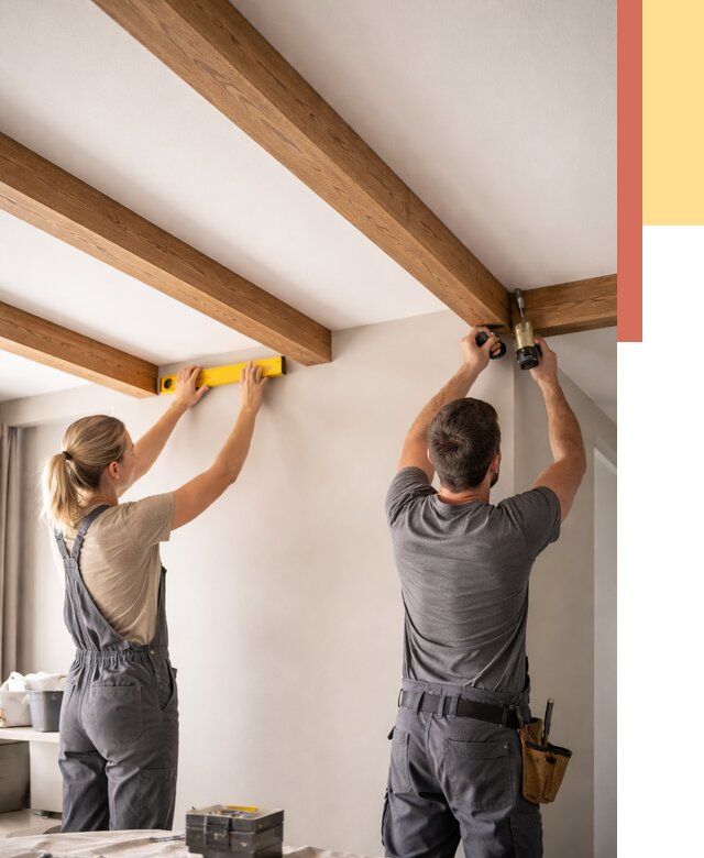 Монтаж декоративных балок на потолок в Ялуторовске от 4338 руб. — ОТДЕЛОЧНИК-Лтр