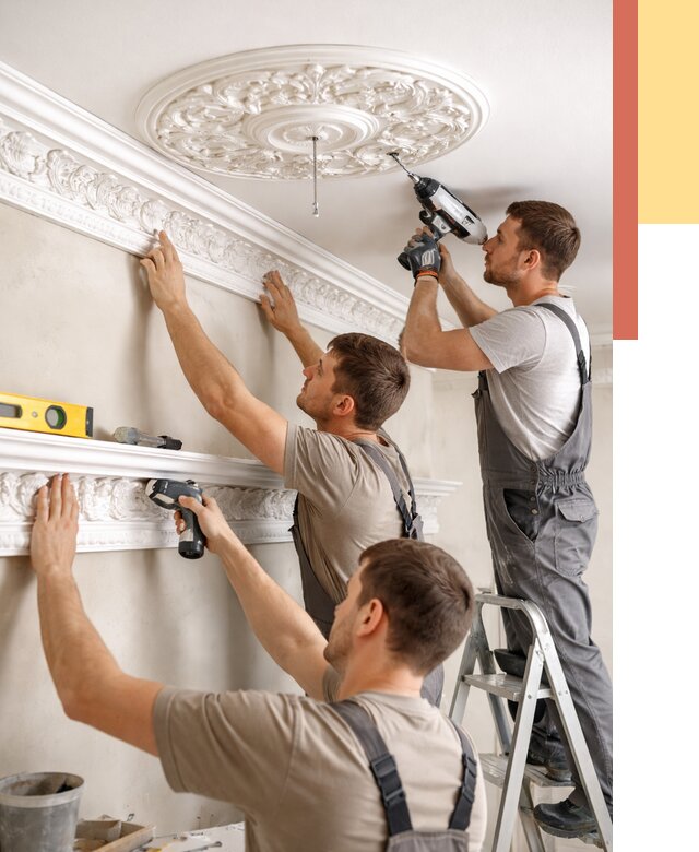 Монтаж лепнины на потолок в Ялуторовске от 3305 руб. быстро и недорого | ОТДЕЛОЧНИК-Лтр